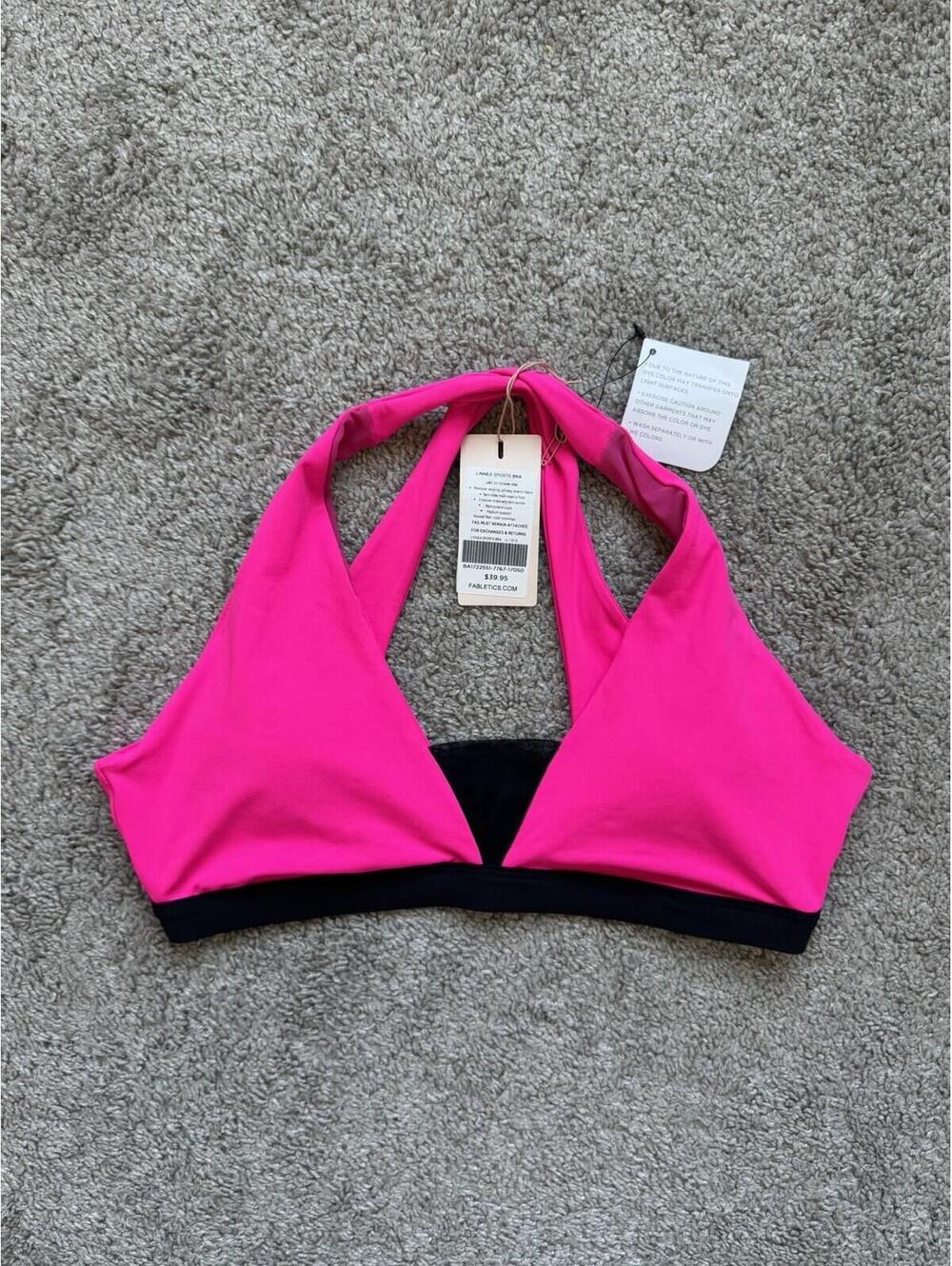 NWT Fabletics Sports Bra Women's Sz L Hot Pink Workout Sport Linnea Crisscross